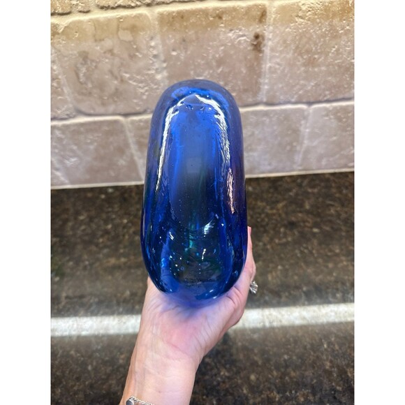 Murano Blown Glass Decorative Handbag Vase Blue Green EUC - Picture 6 of 7